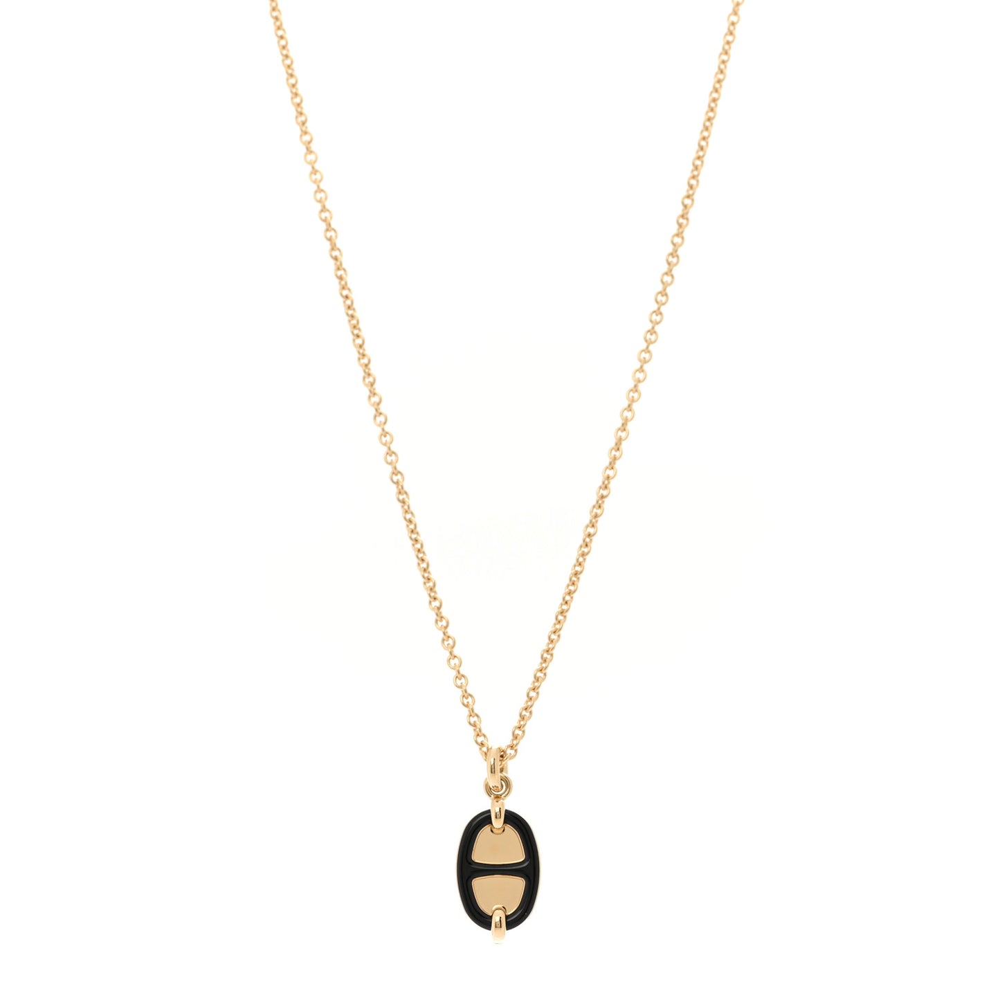 Metal Enamel Mini Maillon Pendant Necklace Black