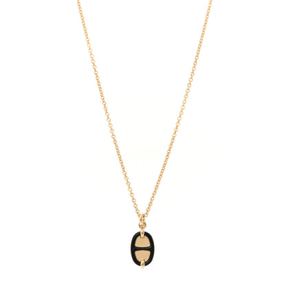Hermes Metal Enamel Mini Maillon Pendant Necklace Black 1 of 7