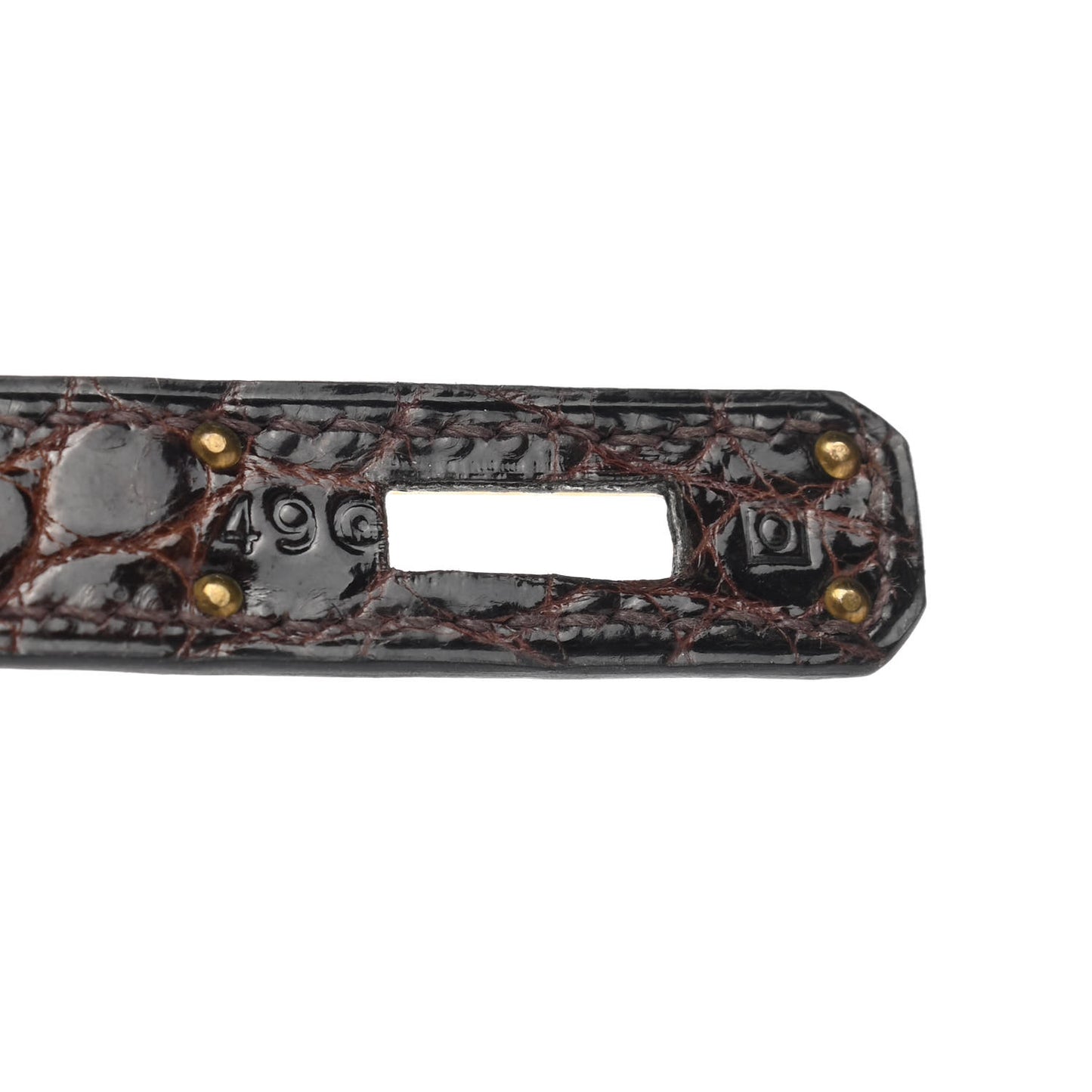 Shiny Niloticus Crocodile Kelly Cut Pochette Havane