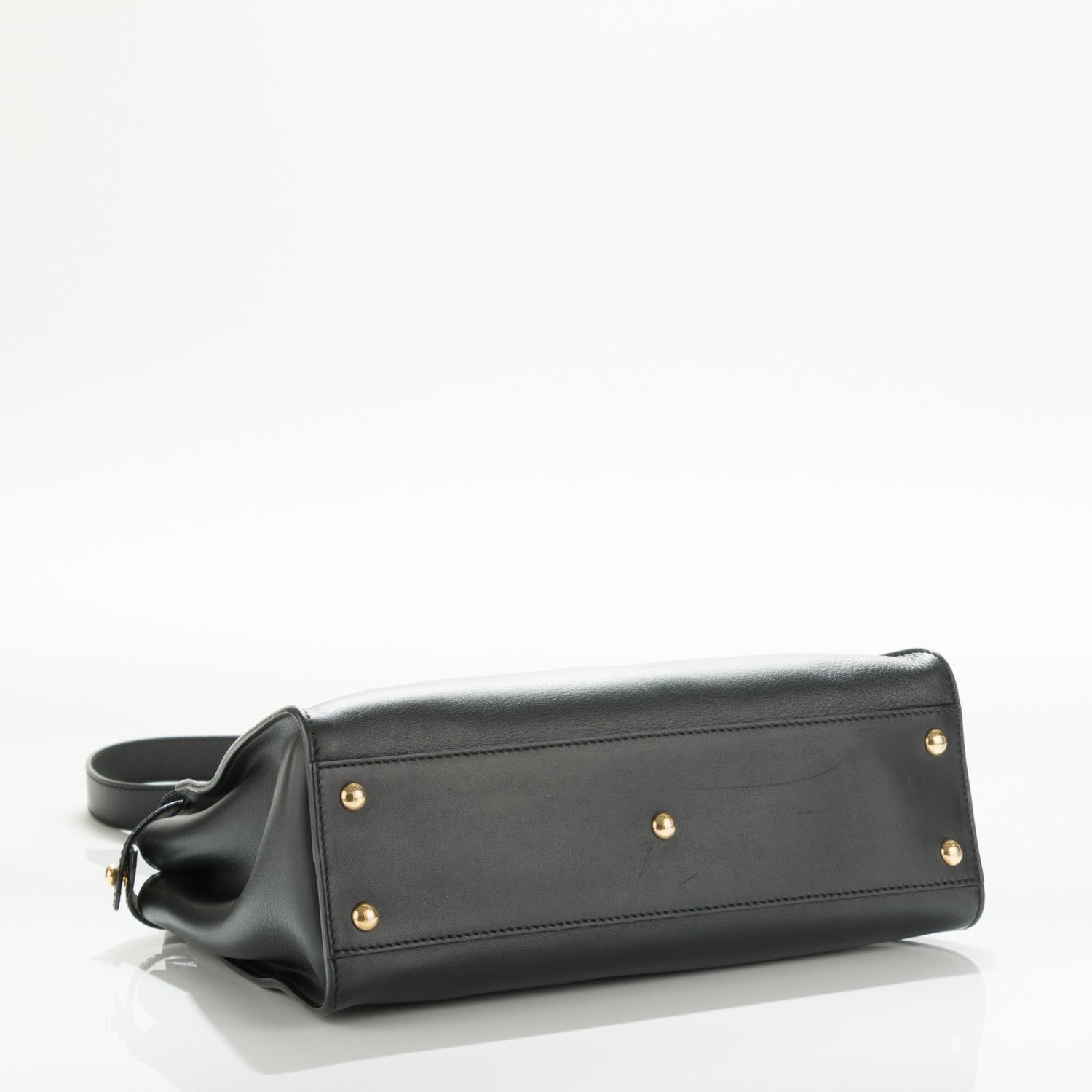 Fendi Vitello Seta Shiny Nappa Medium Peekaboo Iconic Satchel Black 11 of 14