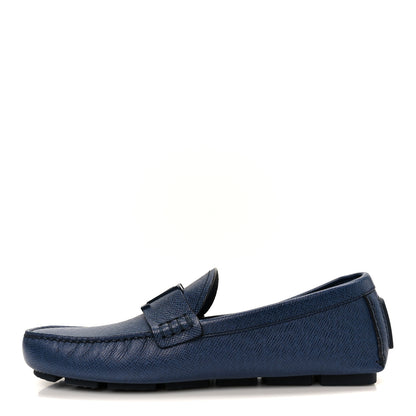 Louis Vuitton Taiga Mens Monza Moccasin Loafers 8.5 Marine 1 of 9