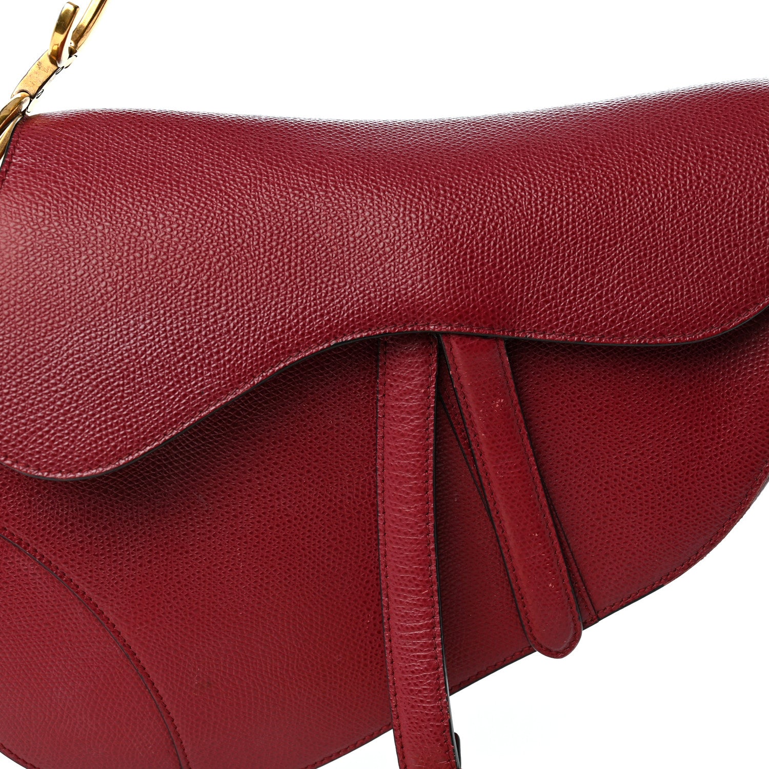 Christian Dior Grained Calfskin Saddle Bag Red 8 of 12