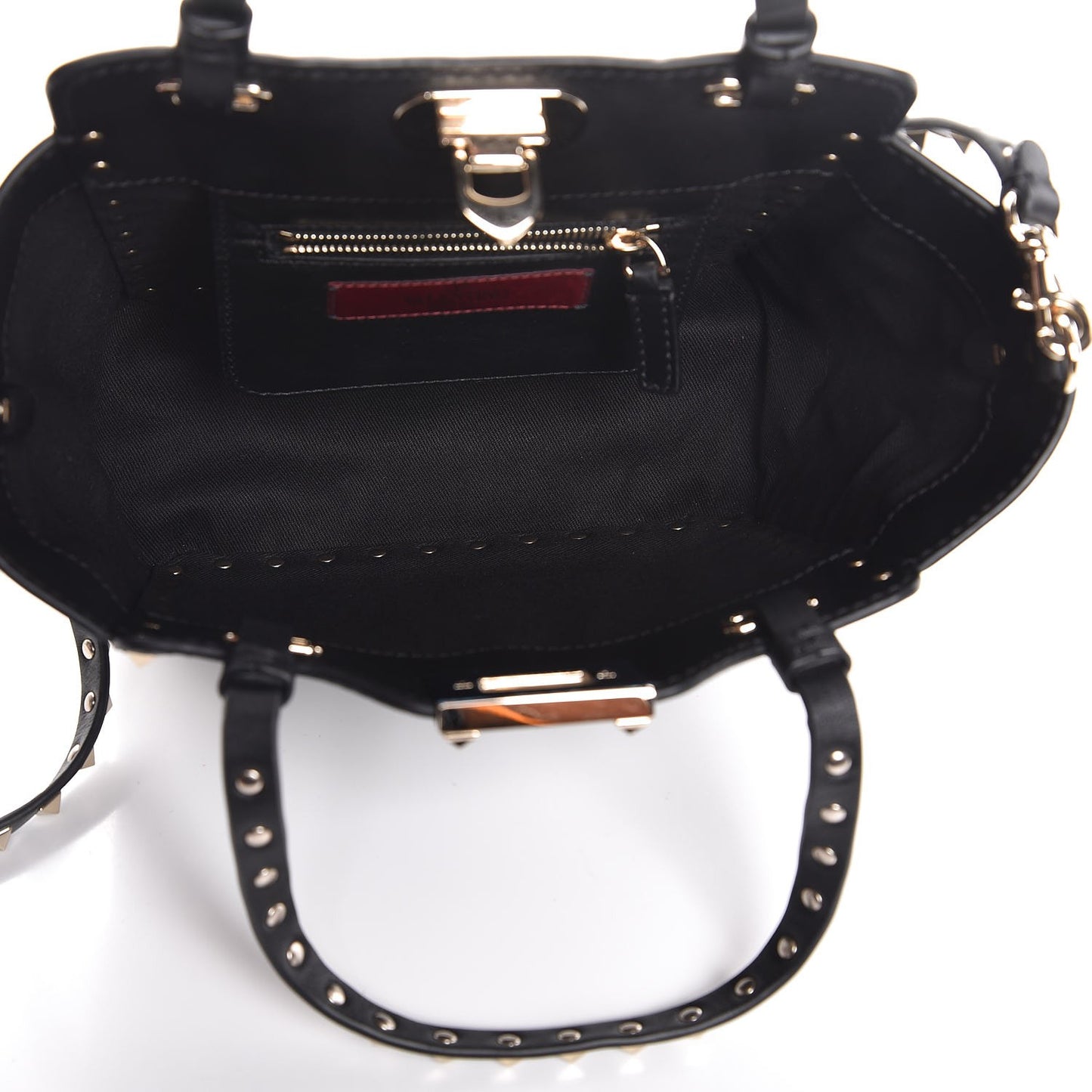 Vitello Mini Rockstud Tote Black