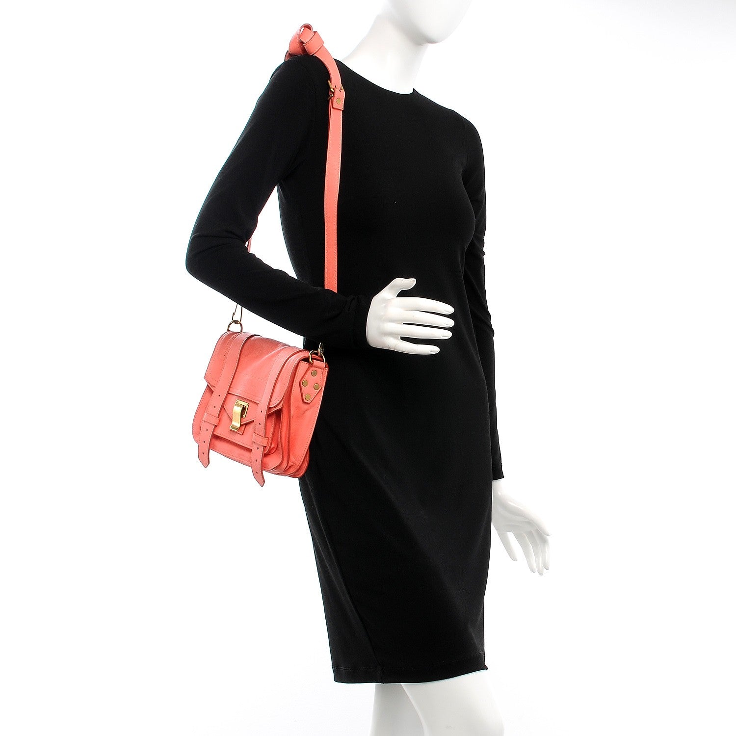 Proenza Schouler Lambskin PS1 Pouch Messenger Neon Coral 2 of 8
