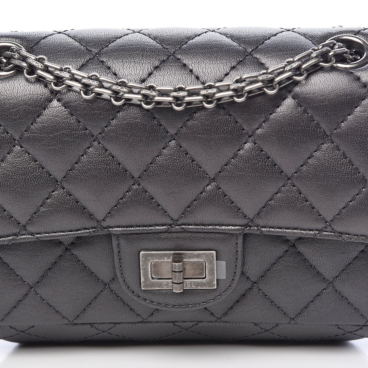 Chanel Metallic Sheepskin Quilted 2.55 Reissue Mini Flap Dark Silver 11 of 12