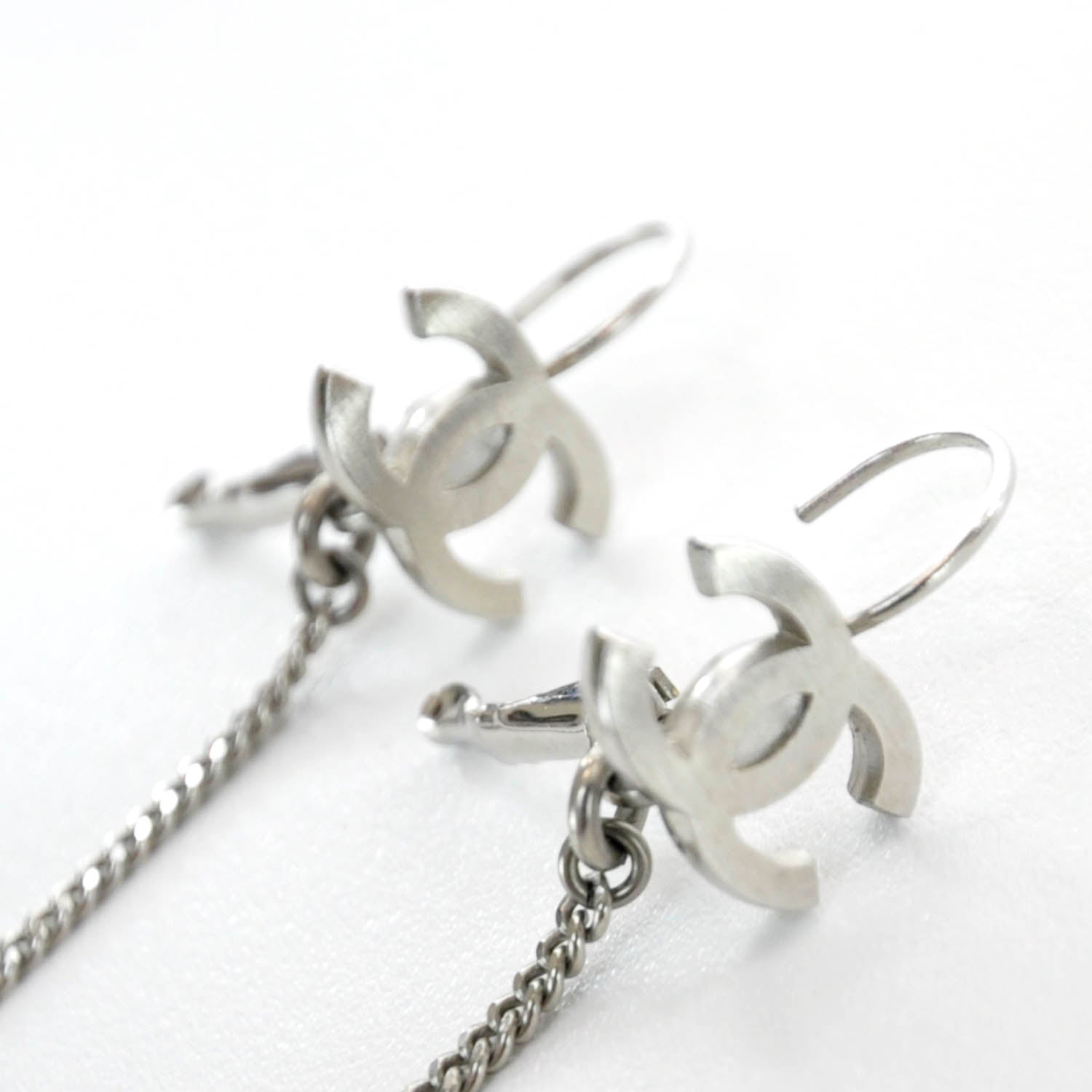 Chanel CC Button Dangle Earrings 3 of 5