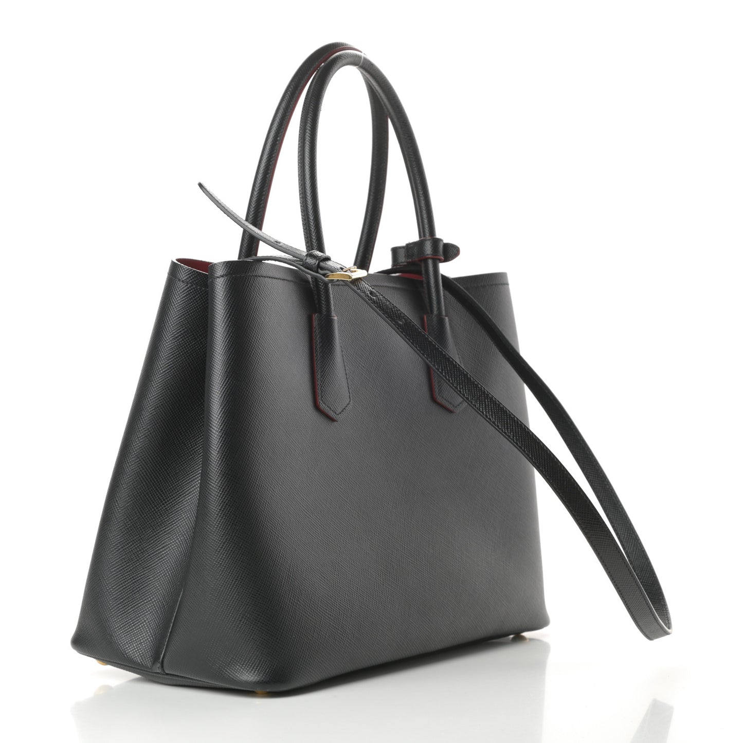 Saffiano Cuir Large Double Bag Black Fuoco