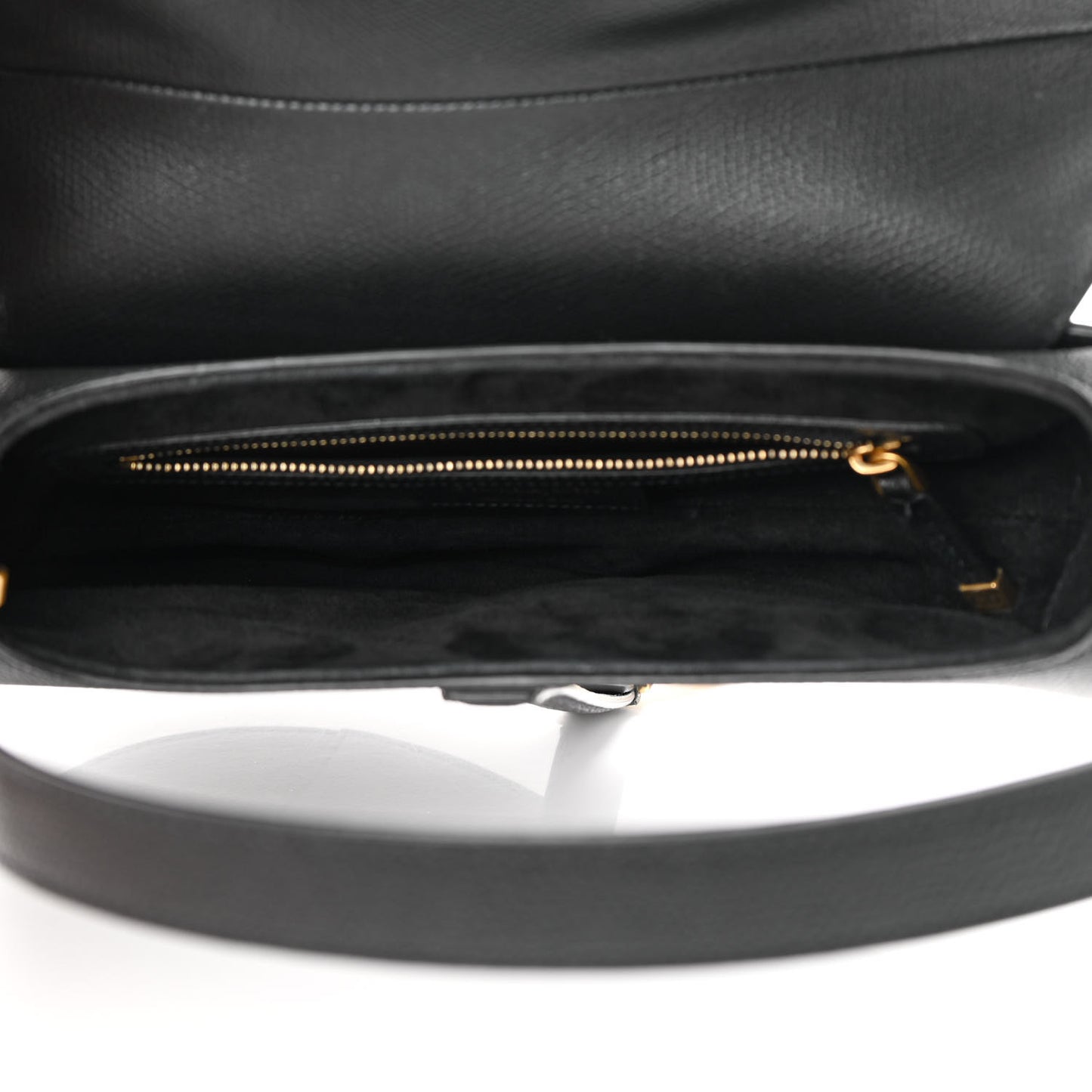 Grained Calfskin Saddle Bag Black