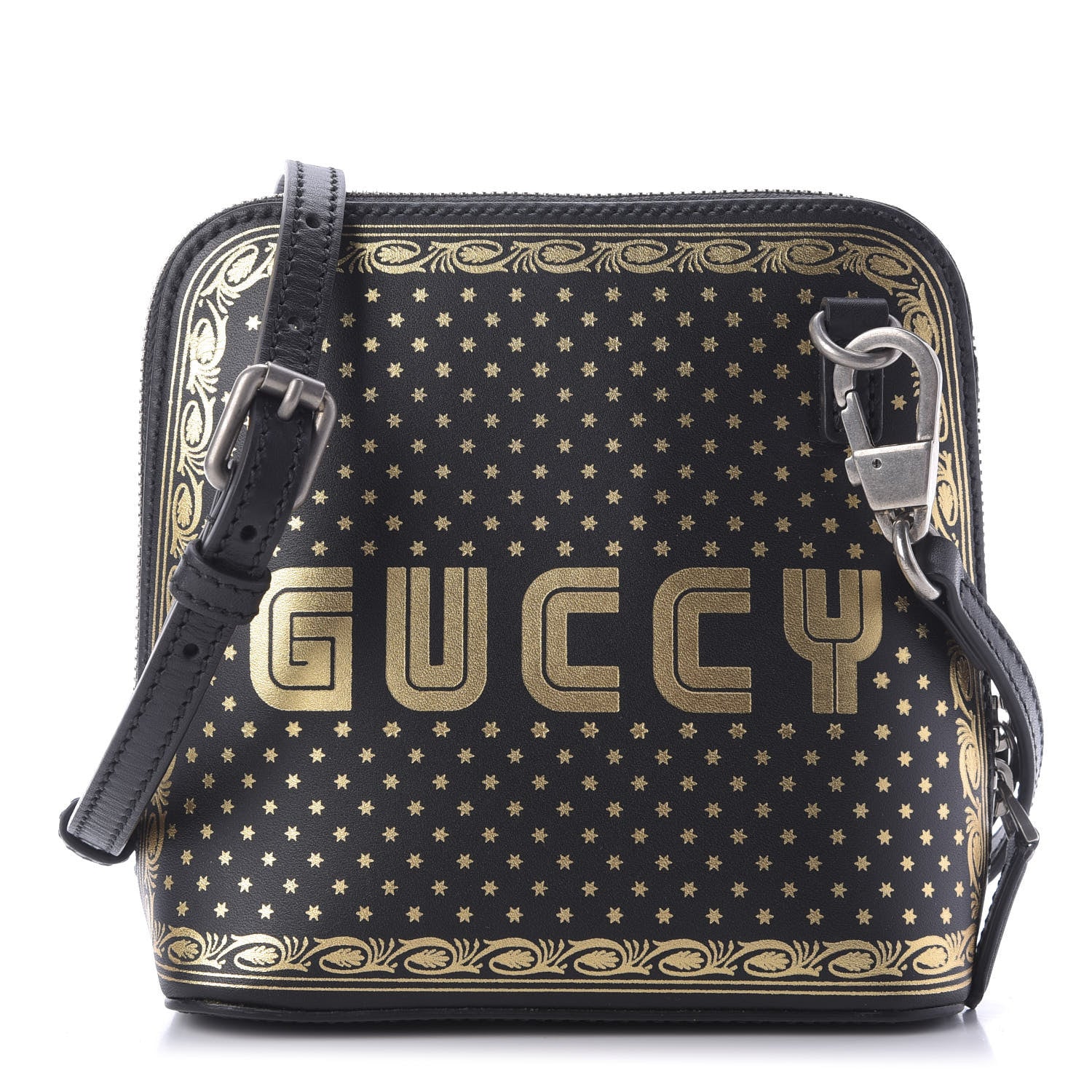 Gucci X SEGA Calfskin GUCCY Stars Mini Dome Shoulder Bag Black Gold 1 of 9