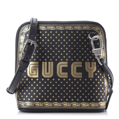 Gucci X SEGA Calfskin GUCCY Stars Mini Dome Shoulder Bag Black Gold 1 of 9