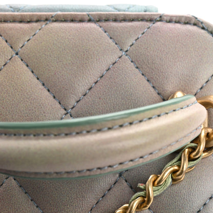 Chanel Lambskin Quilted Ombre Top Handle Mini Vanity Case With Chain Blue Green 14 of 14
