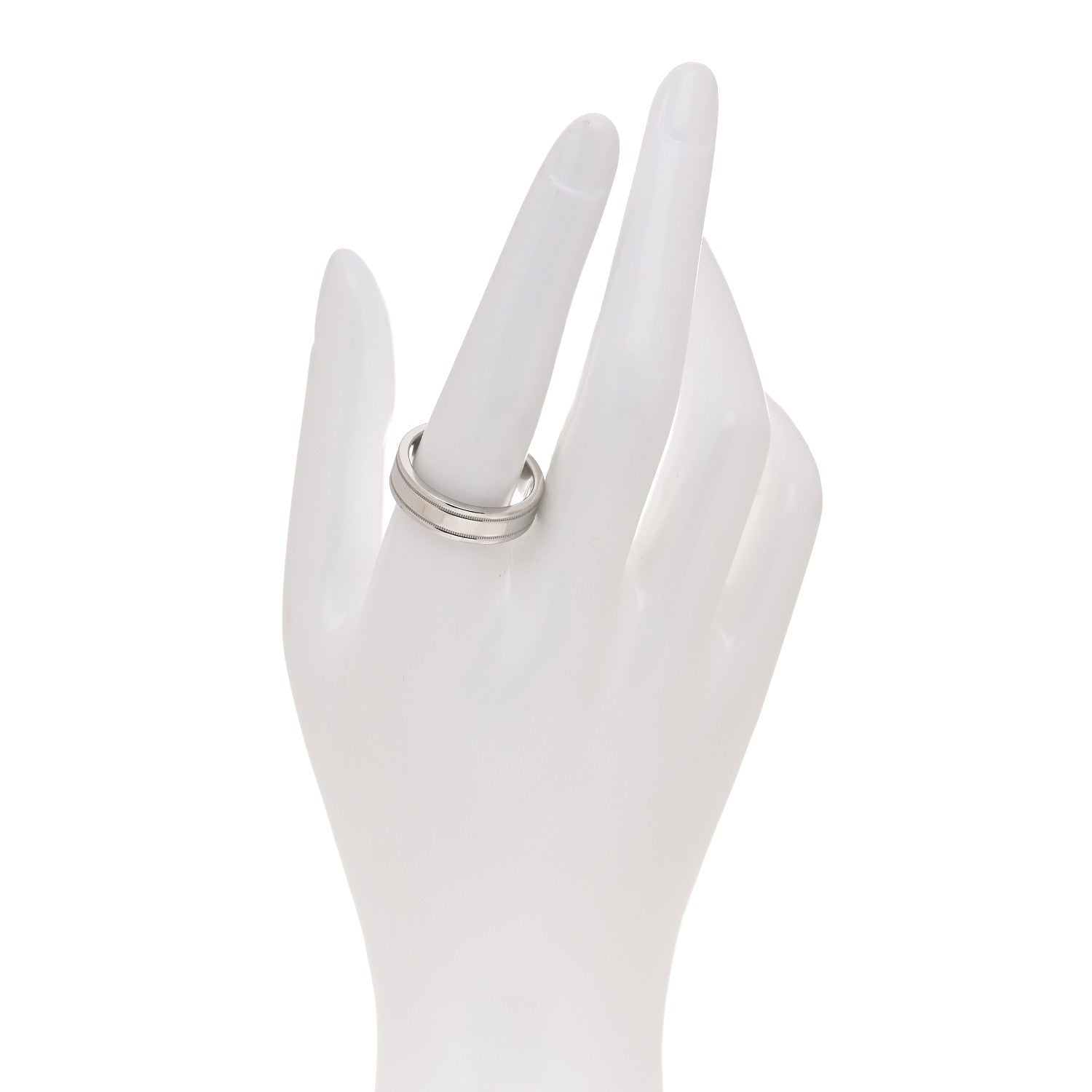 Tiffany Platinum 6mm Essential Double Milgrain Band Ring 61 9.5 2 of 5