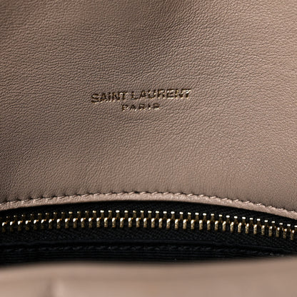 Saint Laurent Lambskin Quilted Medium Loulou Puffer Monogram Chain Satchel Dark Beige 7 of 14