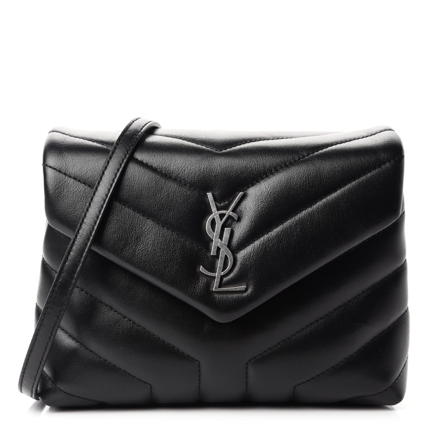 Calfskin Y Quilted Monogram Toy Loulou Crossbody Bag Black