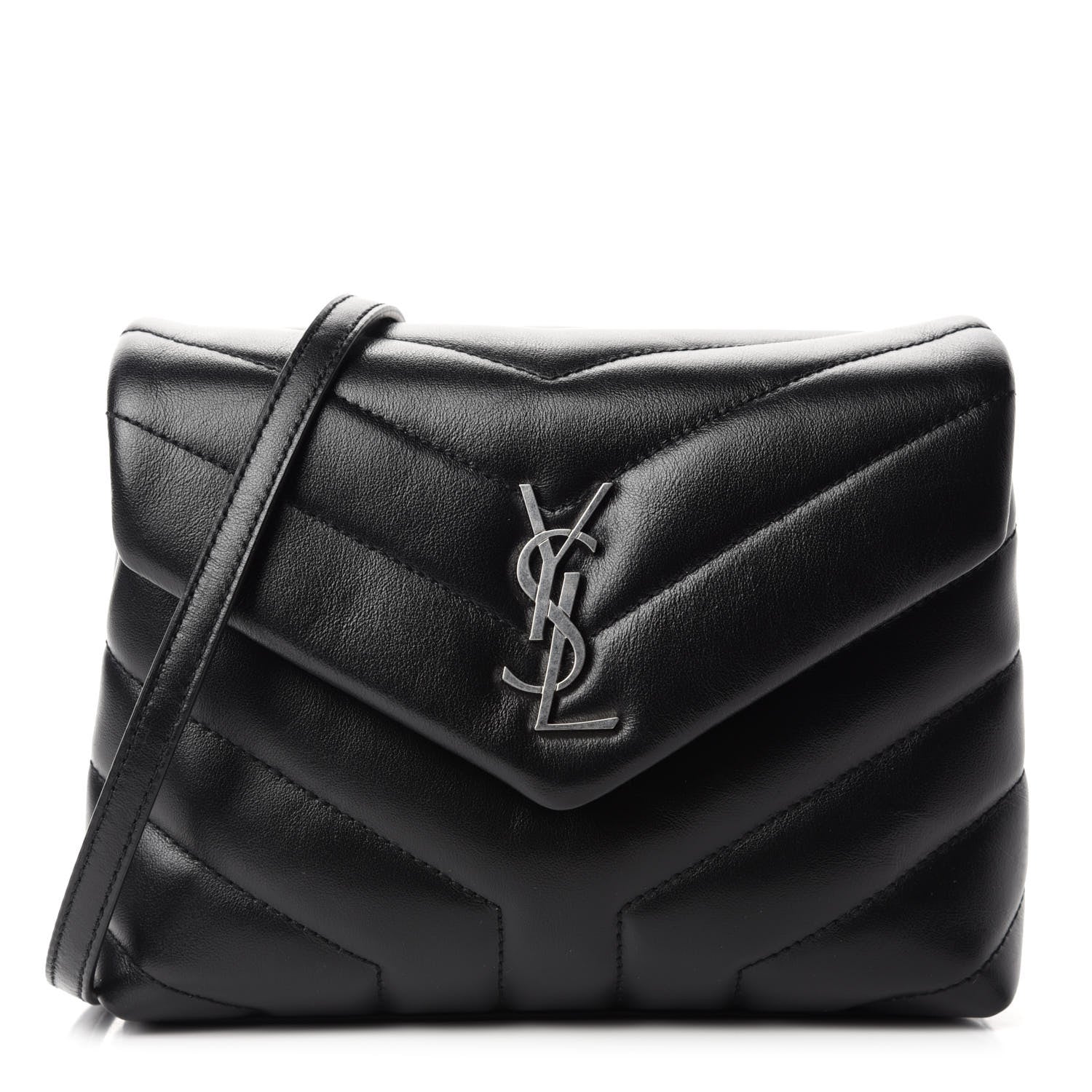 Saint Laurent Calfskin Y Quilted Monogram Toy Loulou Crossbody Bag Black 1 of 11