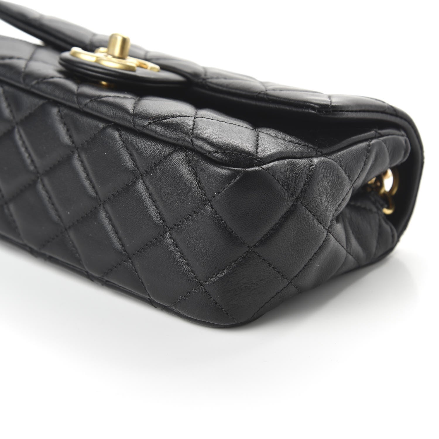 Chanel Lambskin Resin Quilted Mini Rectangular Pearl Samba Flap Black 7 of 10