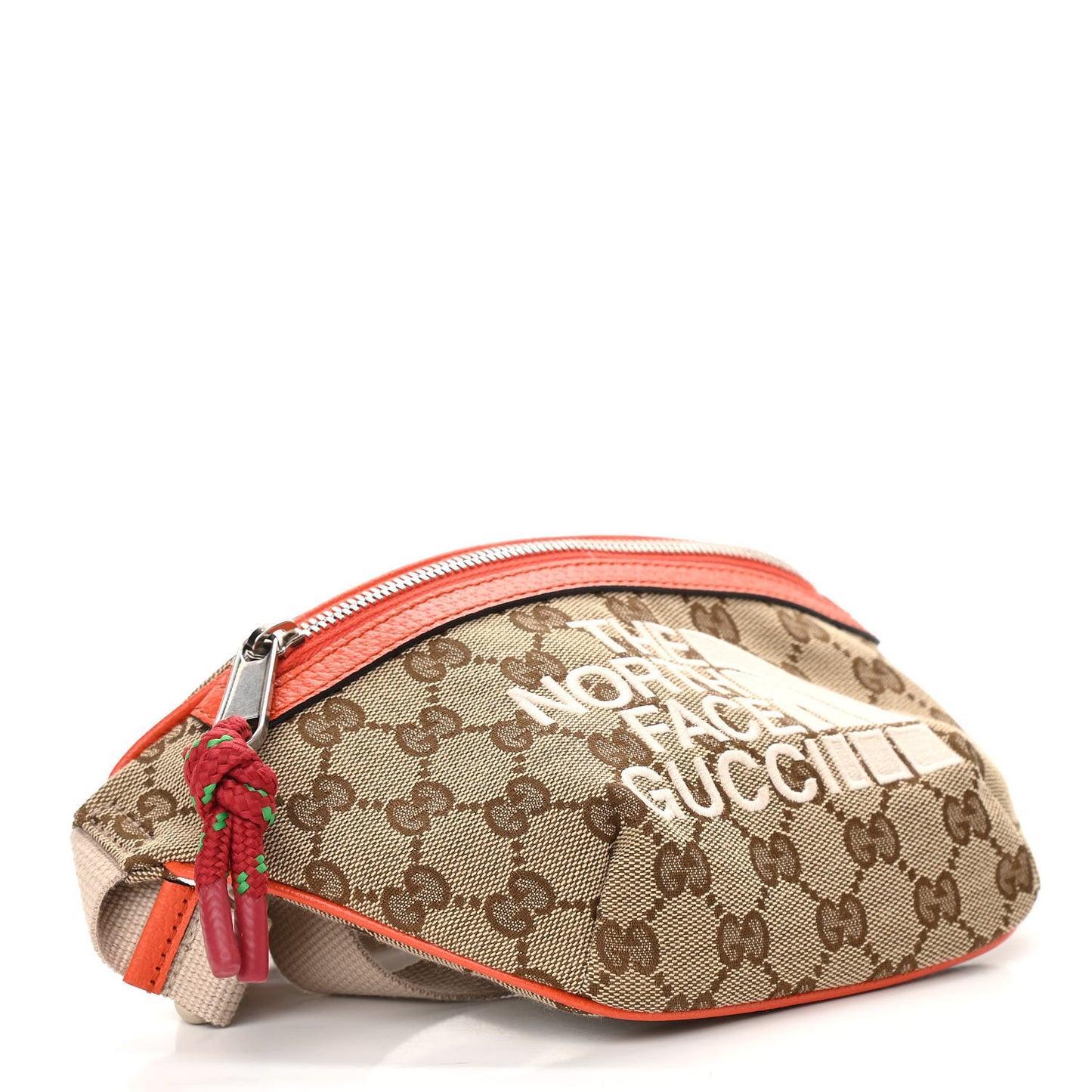X THE NORTH FACE Monogram Textured Dollar Calfskin Embroidered Belt Bag Beige Ebony Mystic White Deep Orange