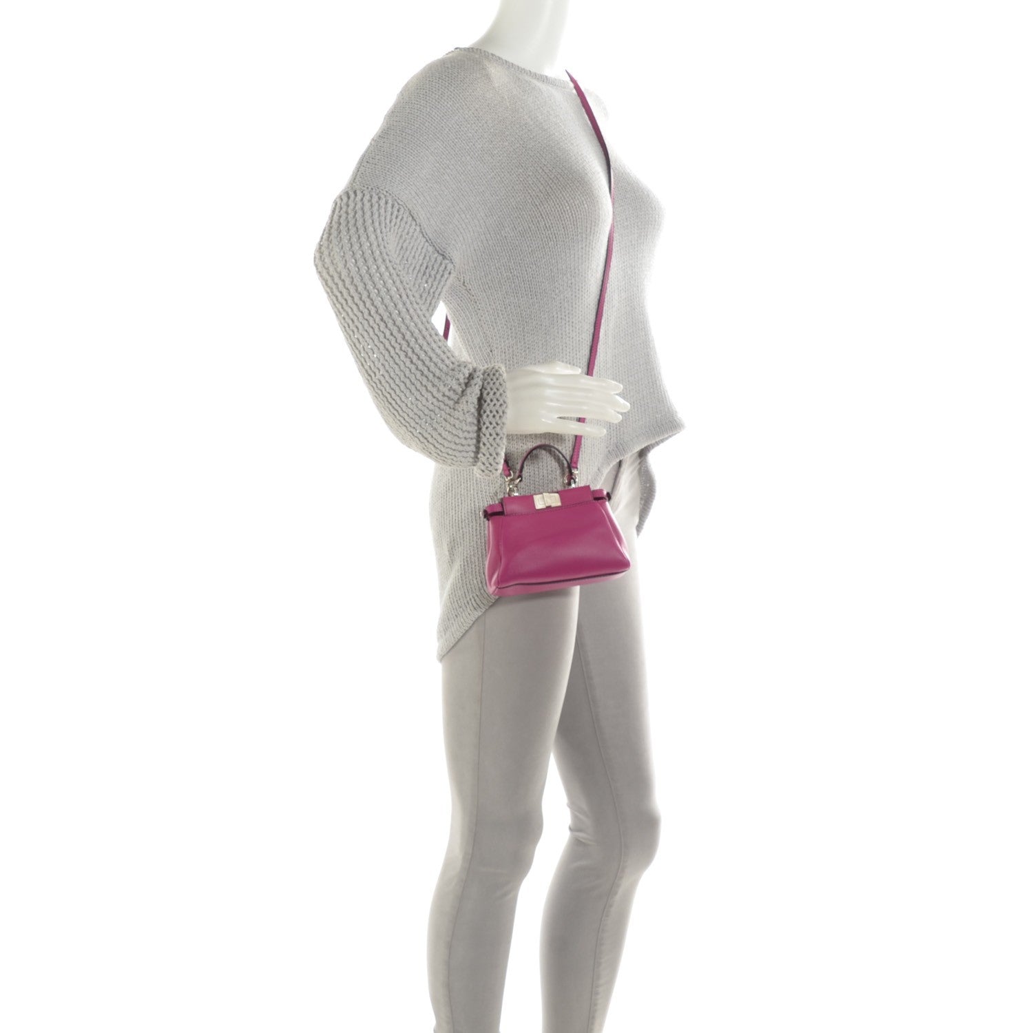 Fendi Nappa Micro Peekaboo Iconic Satchel Magenta 2 of 8
