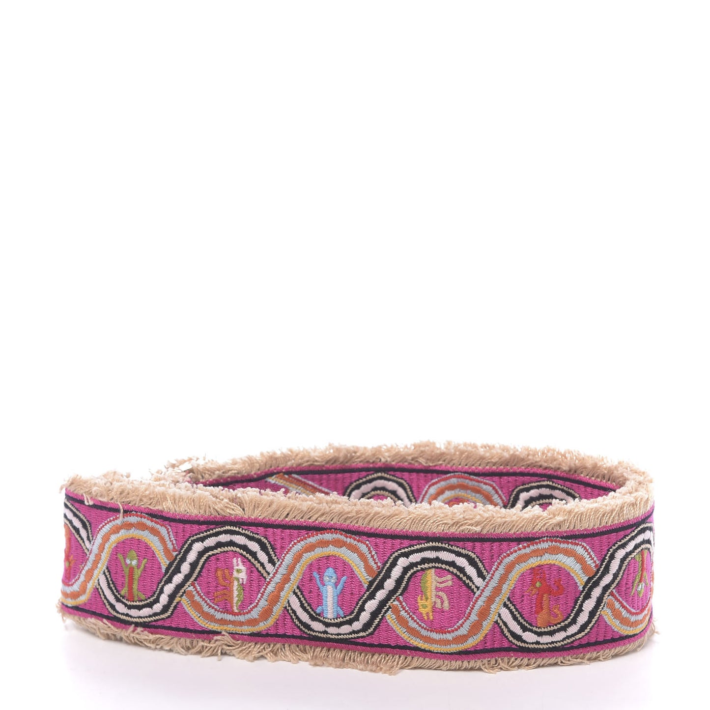 Canvas Animal Embroidered Rockstud Guitar Strap Pink