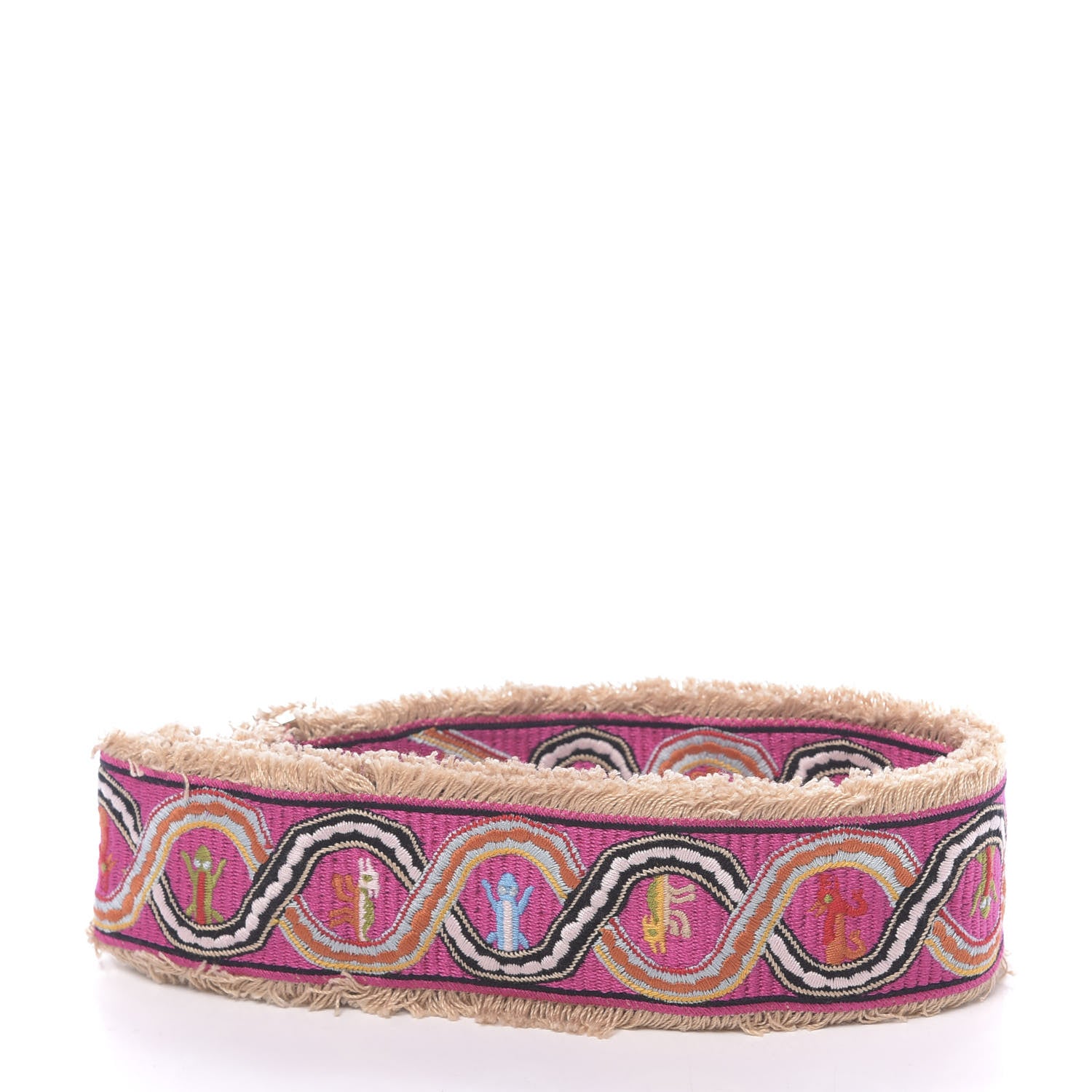 Valentino Garavani Canvas Animal Embroidered Rockstud Guitar Strap Pink 2 of 5