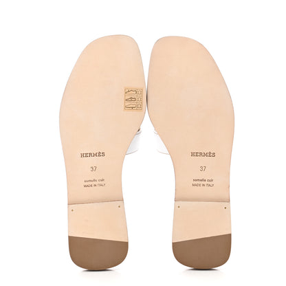 Hermes Box Calfskin Oran Sandals 37 White 5 of 9