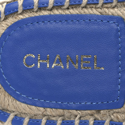 Chanel Tweed Sequin Cap Toe CC Espadrilles Mule 36 Blue White 10 of 10
