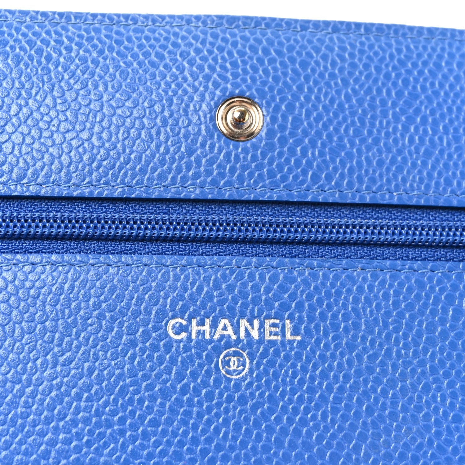 Chanel Caviar Quilted Wallet on Chain WOC Blue 5 of 10