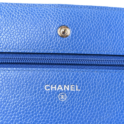Chanel Caviar Quilted Wallet on Chain WOC Blue 5 of 10