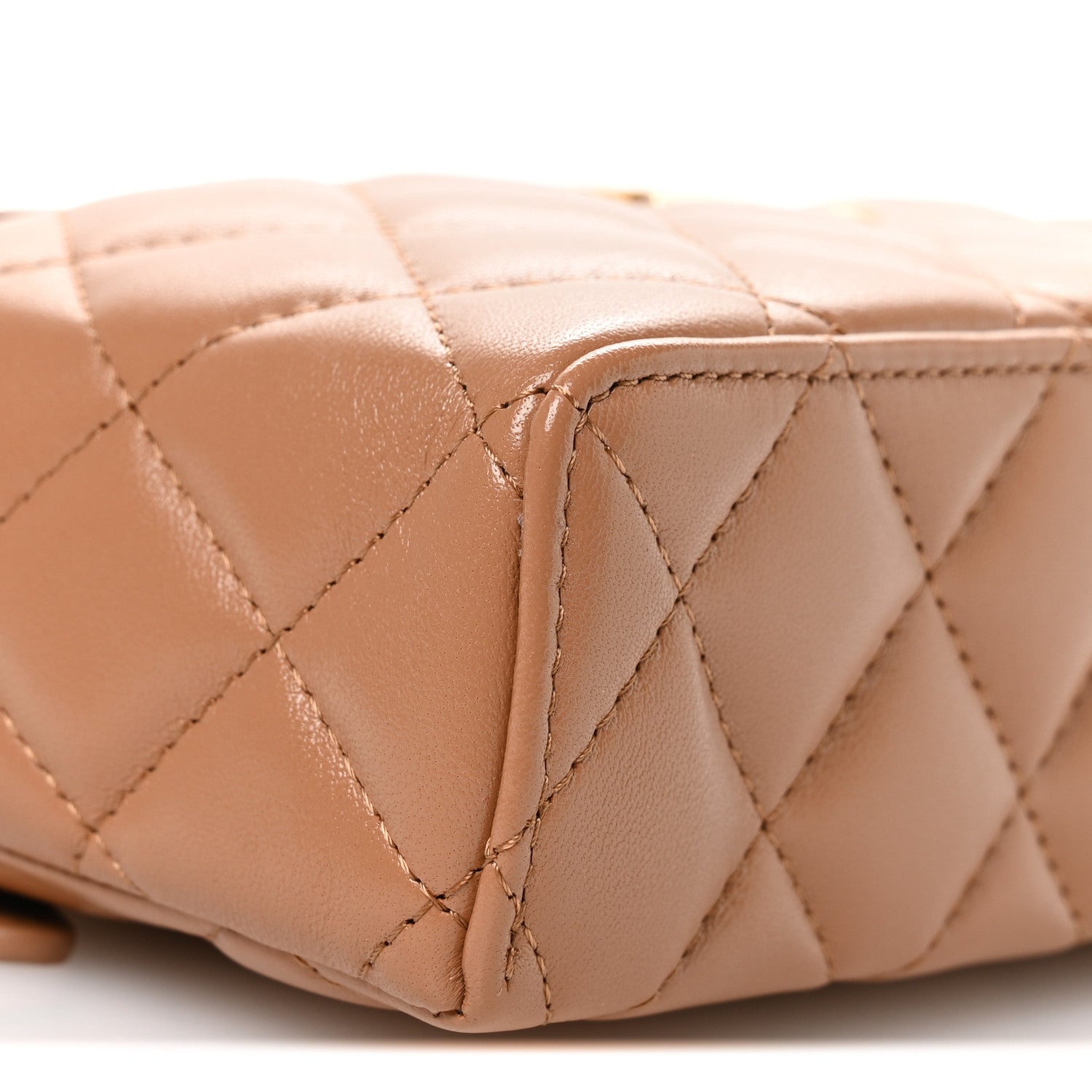 Chanel Lambskin Quilted Crystal Ridged CC Top Handle Slim Vanity Case With Chain Brown 9 of 11