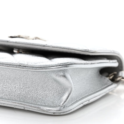 Chanel Metallic Goatskin Quilted Star Flap Waist Belt Bag Silver 12 of 13