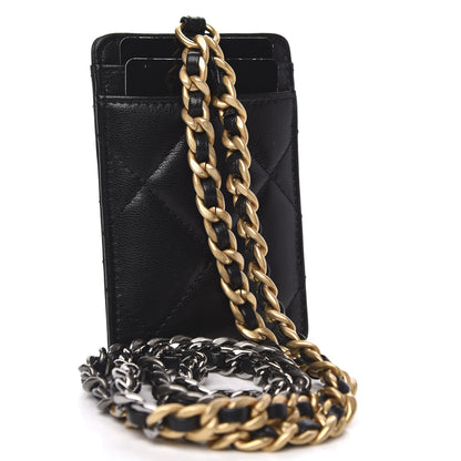 Chanel Goatskin Quilted 19 Card Holder On Chain Black 4 of 9