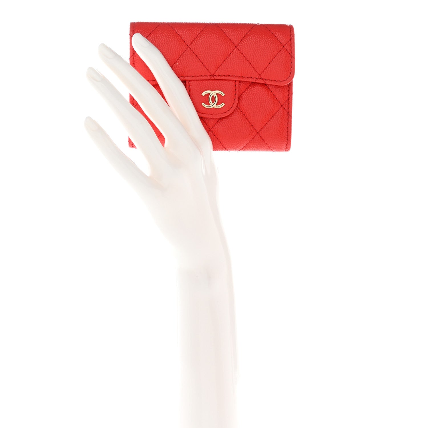 Chanel Caviar Quilted Compact Flap Wallet Red 2 of 12