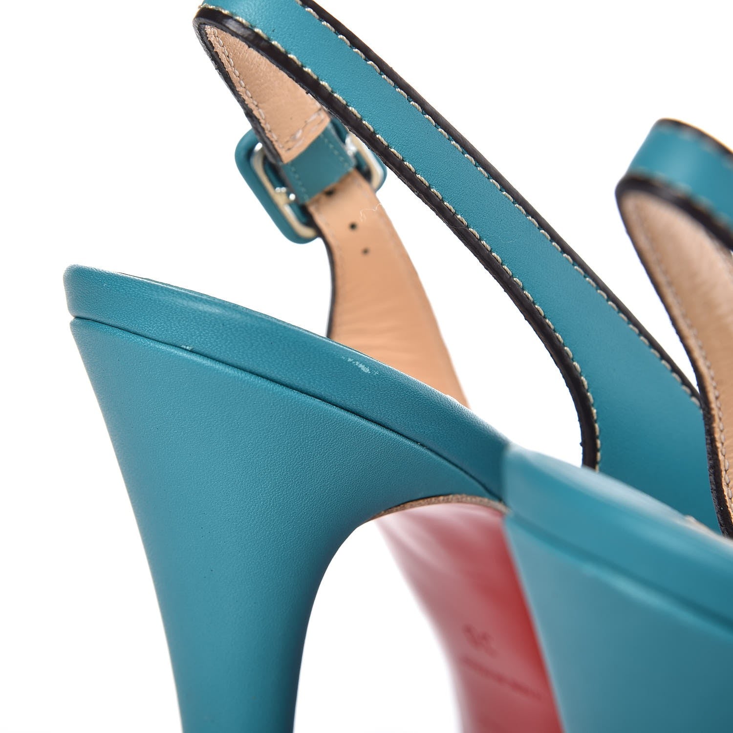 Christian Louboutin Calfskin Palais Royal Trepointe Sling 140 Pumps 38 Riviera Grezzo 8 of 9