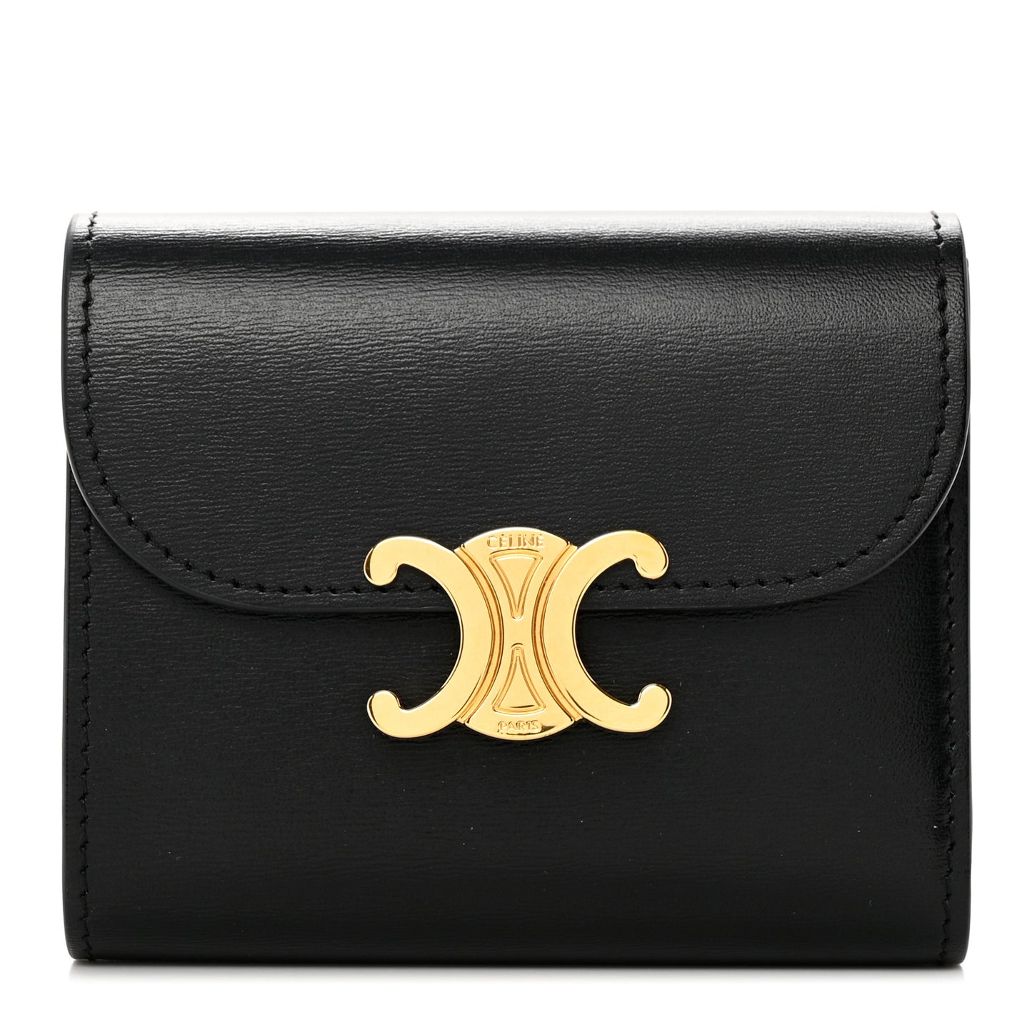 Shiny Smooth Lambskin Small Triomphe Wallet Black