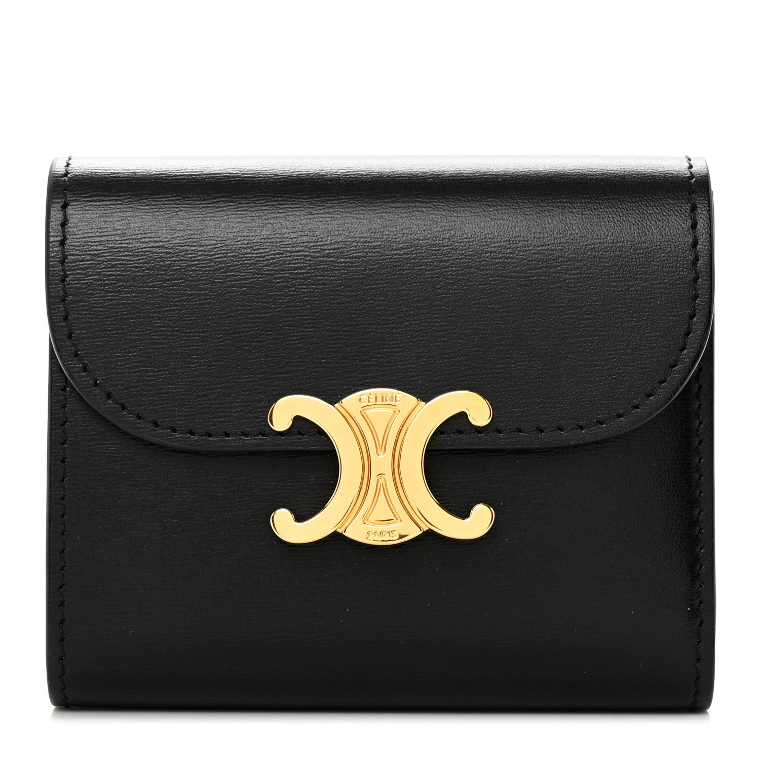 Celine Shiny Smooth Lambskin Small Triomphe Wallet Black 1 of 11