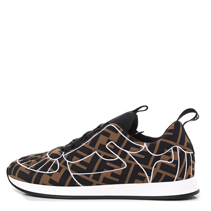 Fendi Stretch Fabric FFreedom Sneakers 36 Tobacco Black White 1 of 8