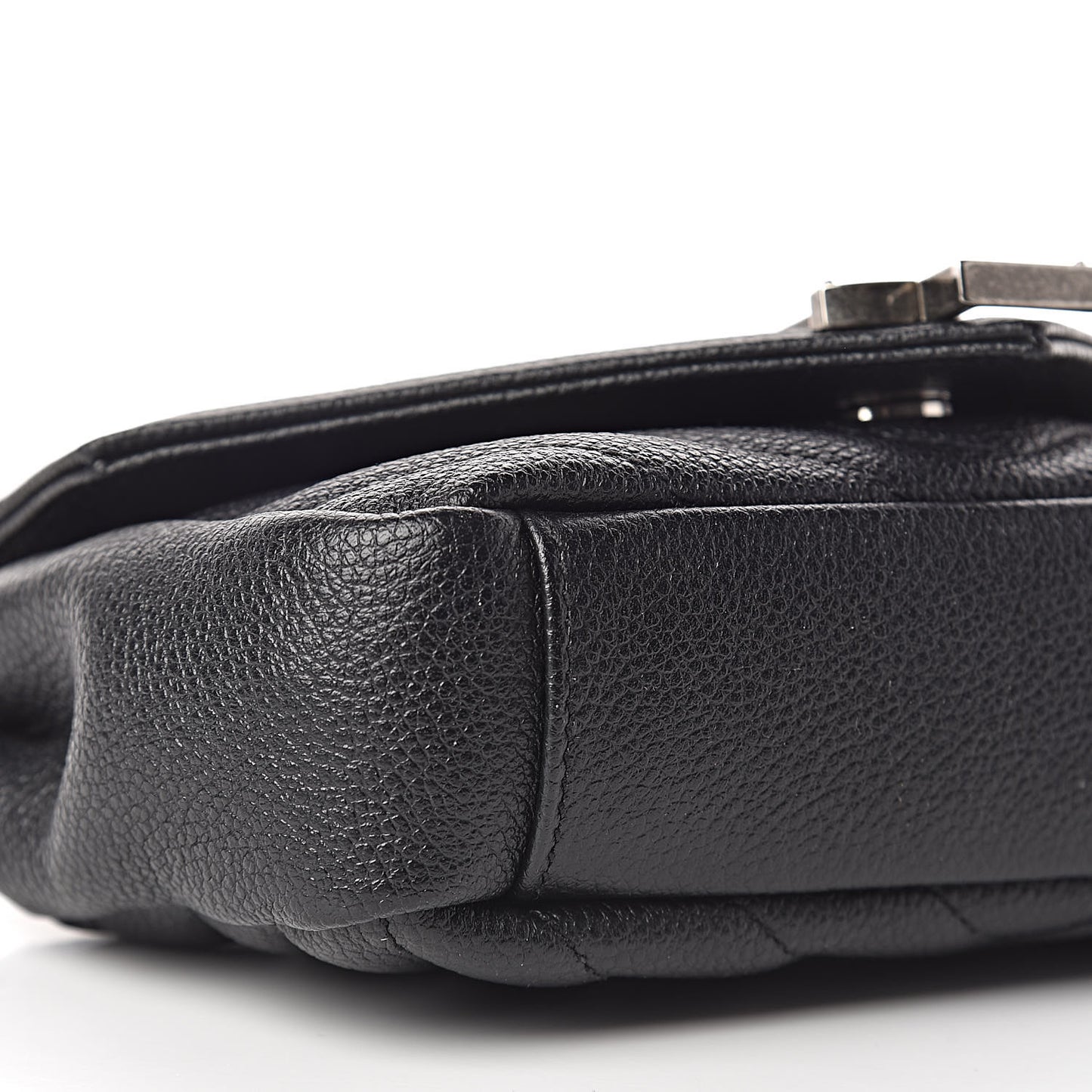 Grained Calfskin Matelasse Chevron Classic Monogram Baby Chain Bag Black