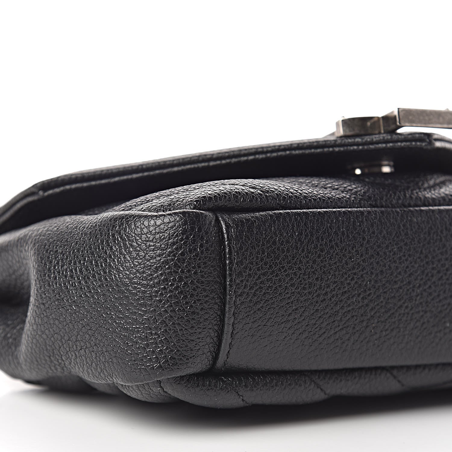 Saint Laurent Grained Calfskin Matelasse Chevron Classic Monogram Baby Chain Bag Black 8 of 9