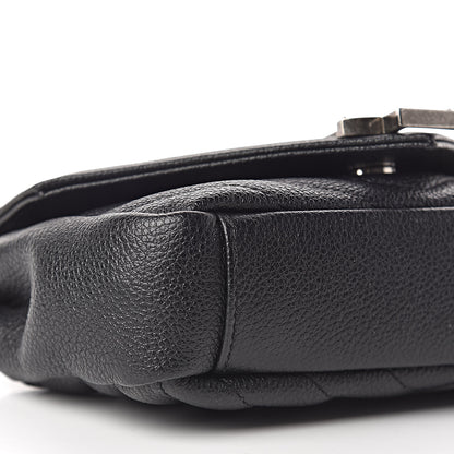 Saint Laurent Grained Calfskin Matelasse Chevron Classic Monogram Baby Chain Bag Black 8 of 9
