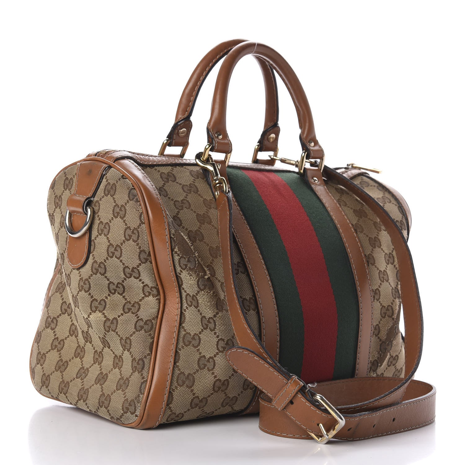 Gucci Monogram Vintage Web Medium Boston Tobacco 3 of 20