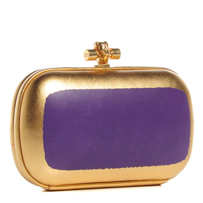 Bottega Veneta Gilded Waxed Leather Knot Clutch Purple 3 of 7