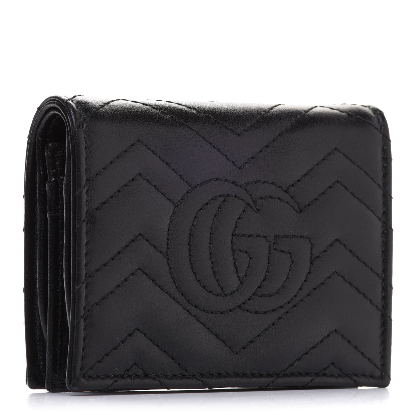 Calfskin Matelasse GG Marmont Card Case Wallet Black