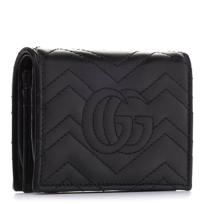 Gucci Calfskin Matelasse GG Marmont Card Case Wallet Black 3 of 9