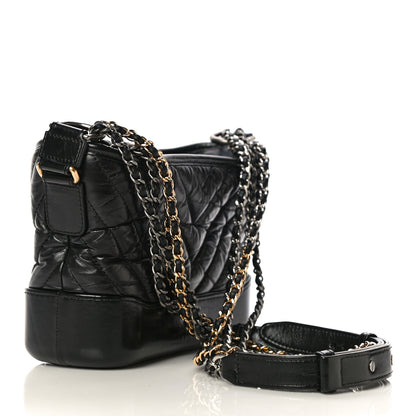 Chanel Aged Calfskin Chevron Quilted Small Gabrielle Hobo Black 3 of 10