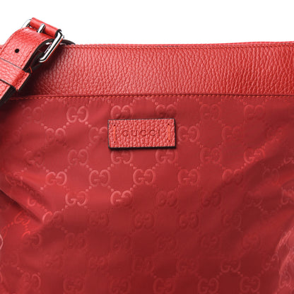 Gucci Nylon Monogram Dollar Calfskin Flat Messenger Bag Vibrant Red 10 of 10