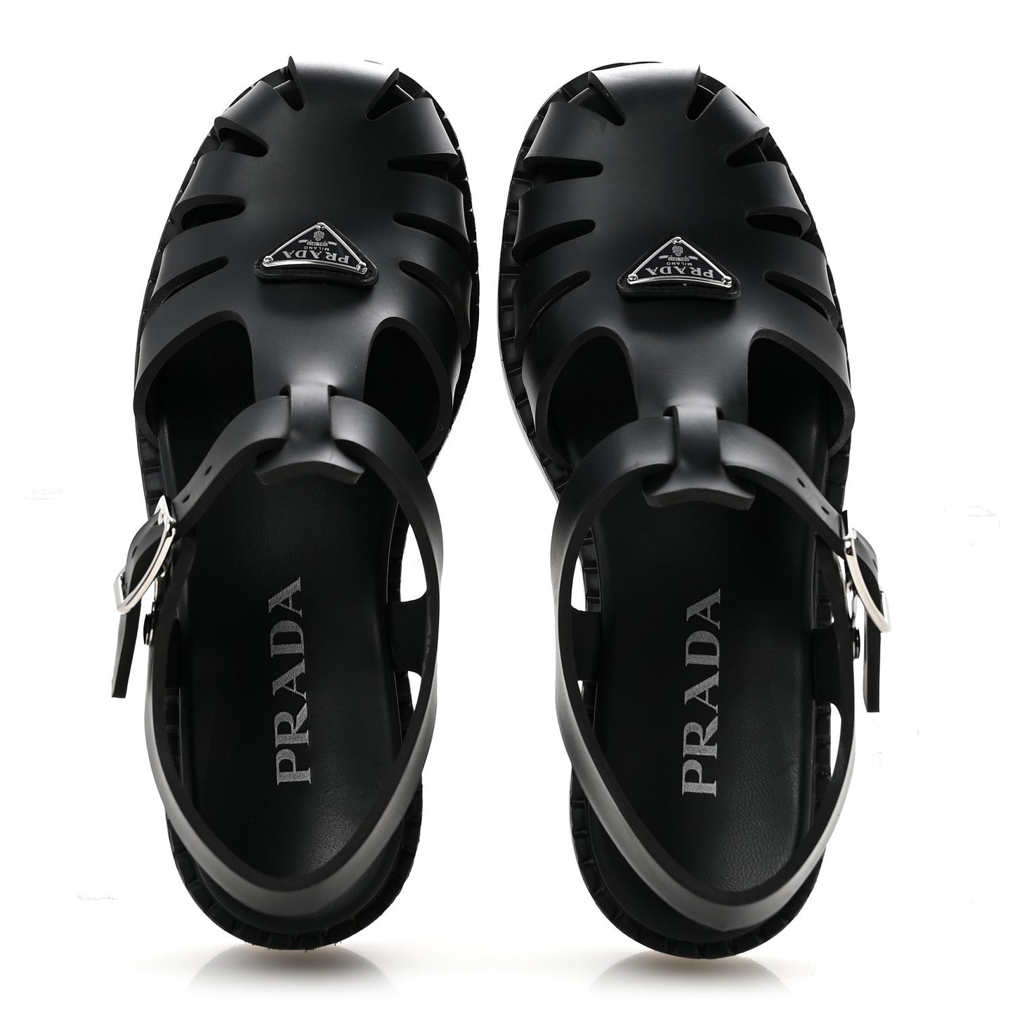 Foam Rubber Metal Triangle Logo 50mm Cage Sandals 39 Black