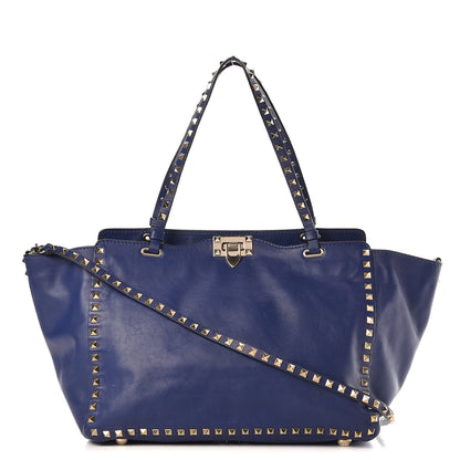 Valentino Garavani Vitello Medium Rockstud Tote Blue China 1 of 18