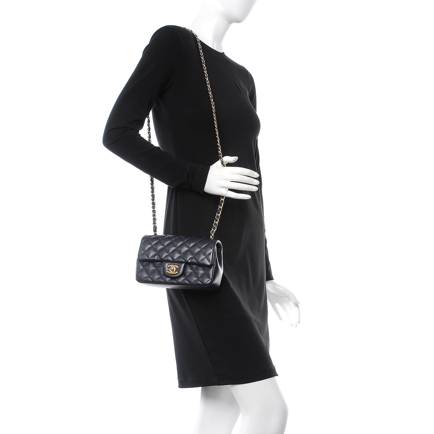 Chanel Caviar Quilted Mini Rectangular Flap Navy 2 of 7