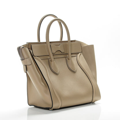 Celine Drummed Calfskin Mini Luggage Dune 3 of 8
