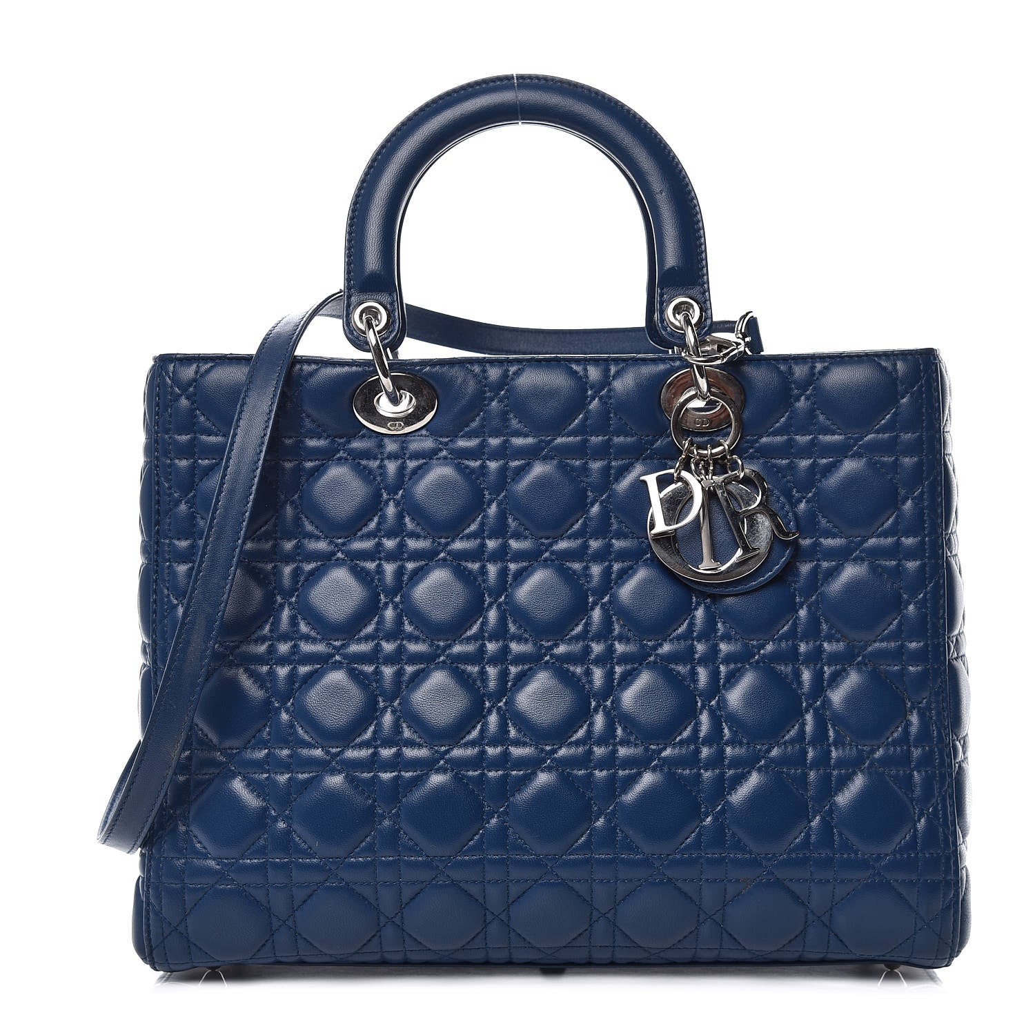 Christian Dior Lambskin Cannage Large Lady Dior Navy Blue 1 of 16